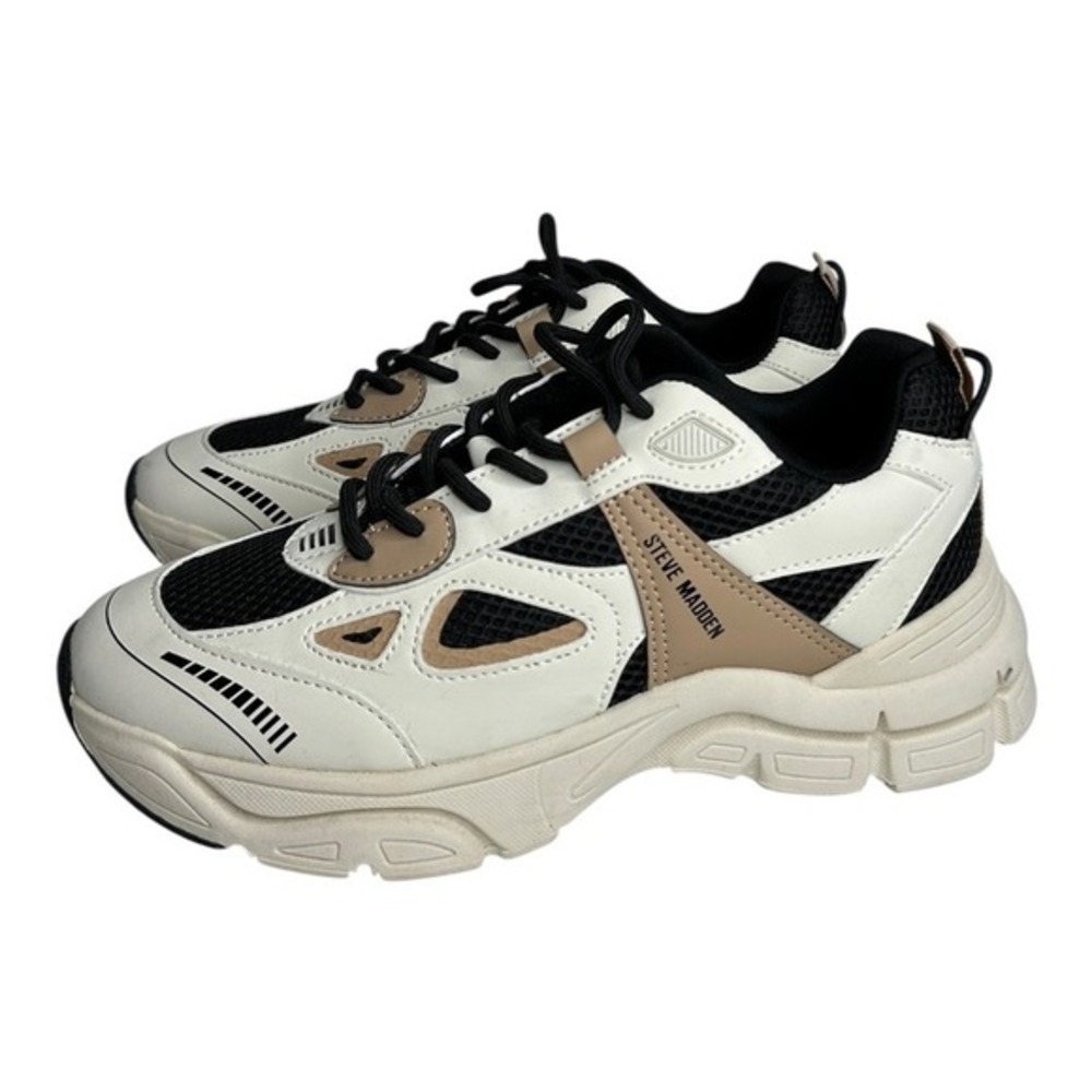 Steve Madden Shoes‎ Women's Size 9.5 Cream Black Clydie Chunky Platform Sneakers